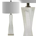 Modern Table Lamp With White Lampshade And Transparent Cracked Texture Base 3d model