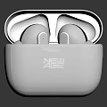 White Wireless Earbuds Charging Case with Open Lid and Earphones Inside Featuring Brand Logo