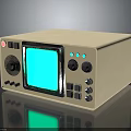 Vintage Beige Electronic Equipment With Green Screen Display And Control Panel Buttons Knobs