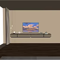 Modern TV Stand Design With Flat Screen TV Decorative Items And Wooden Storage Drawers