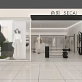 Modern Clothing Store With White Interior Mannequins Racks And Bright Lighting