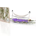 Decorative Screen With Hammock Purple Cushion Green Plants And Floral Decor