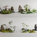 Decorative Plant Arrangement With Natural Stones Moss And Small Lantern Ornaments