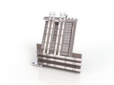 Industrial Metal Equipment Structure With Multiple Layers And Pipe Components 3d model