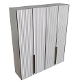 Modern Minimalist Wardrobe With Vertical Striped Design And Sleek Metal Handles