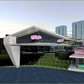 Modern Architectural Structure By Water With Natural Scenery And Cityscape