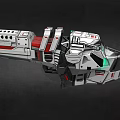 Sci Fi Weapon Design With Metallic Red White Accents And Green Illuminated Sights