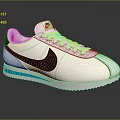 White Leather Upper Sneakers With Black Logo Blue Sole Trim And Classic Casual Design
