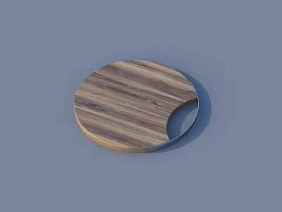 Round Wooden Cutting Board As Essential Kitchen Utensil With Wood Grain Surface And Semicircular Notch 3d model