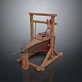 Ancient Medieval Siege Engine With Wooden Frame Chain Mechanism And Spikes
