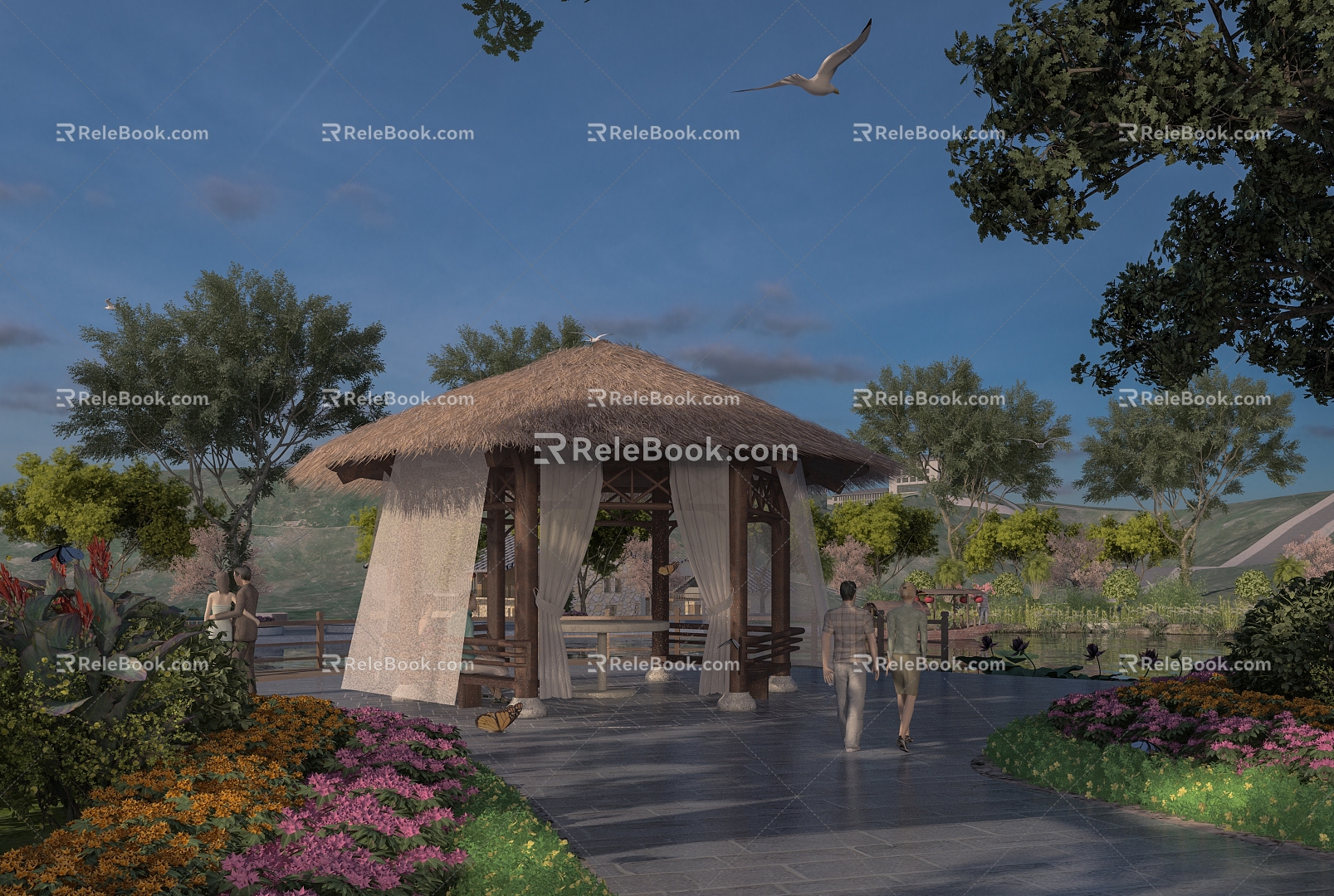 gazebo pavilion thatched cottage thatched pavilion 3d model