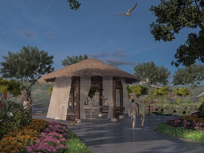 gazebo pavilion thatched cottage thatched pavilion 3d model