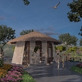 gazebo pavilion thatched cottage thatched pavilion 3d model