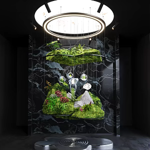 Modern Indoor Hanging Landscape Crystal Chandelier Downlight Spotlight Decorative Wall Moss Landscape 3d model