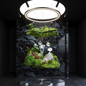 Modern Indoor Hanging Landscape Crystal Chandelier Downlight Spotlight Decorative Wall Moss Landscape 3d model