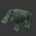Realistic 3D Wild Boar Model With Rough Fur And Open Mouth