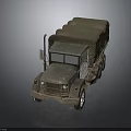 Heavy Duty Military Truck Featuring Canvas Covered Cargo Bed And Six Wheel Design