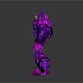 Purple Mechanical Robot Action Figure With Articulated Arms Legs And Wheel Base