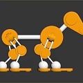 Orange Mechanical Dog Model With Metallic Joints Silver Base And Modern Design 3d model
