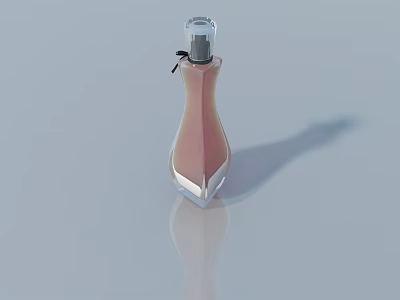 Pink Perfume Bottle With Transparent Cap And Reflection On Light Background 3d model