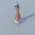 Pink Perfume Bottle With Transparent Cap And Reflection On Light Background 3d model