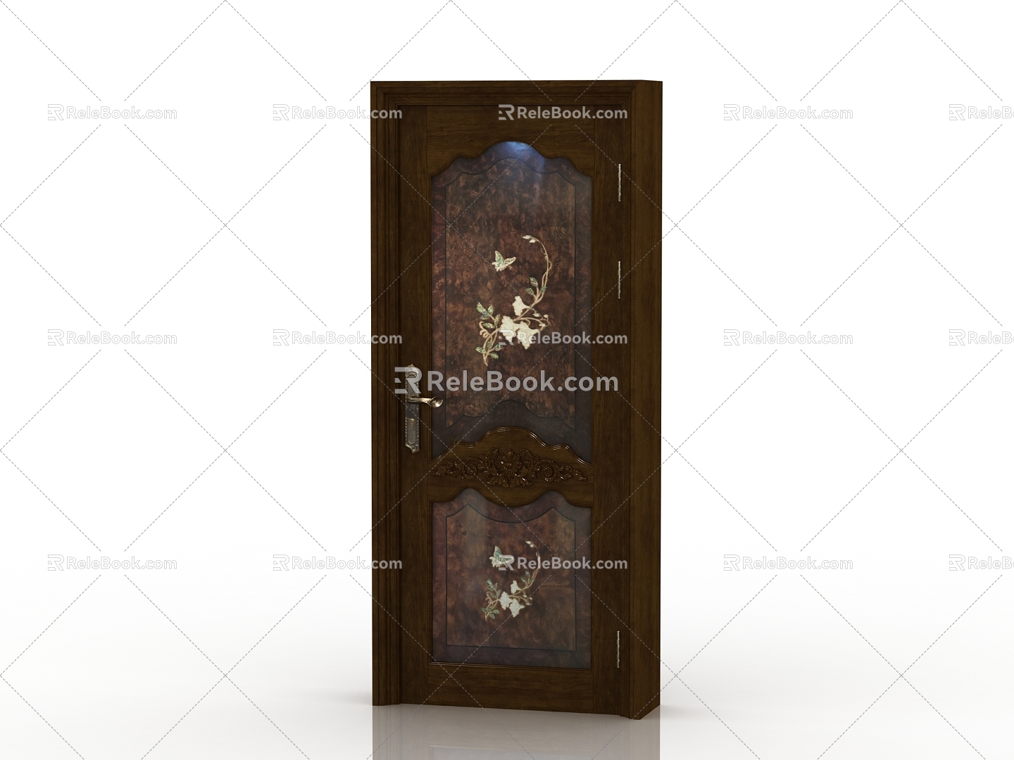 European-style interior door solid wood door 3d model