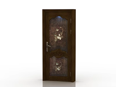 European-style interior door solid wood door 3d model