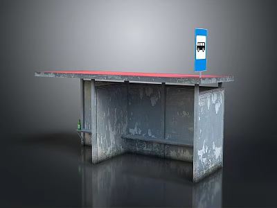 Blue Refrigerator Freezer on Old Metal Workbench with Red Countertop White Logo and Peeling Paint 3d model