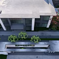 Chinese Style Entrance Feature Wall With White Stone Green Plants And Decorative Rocks