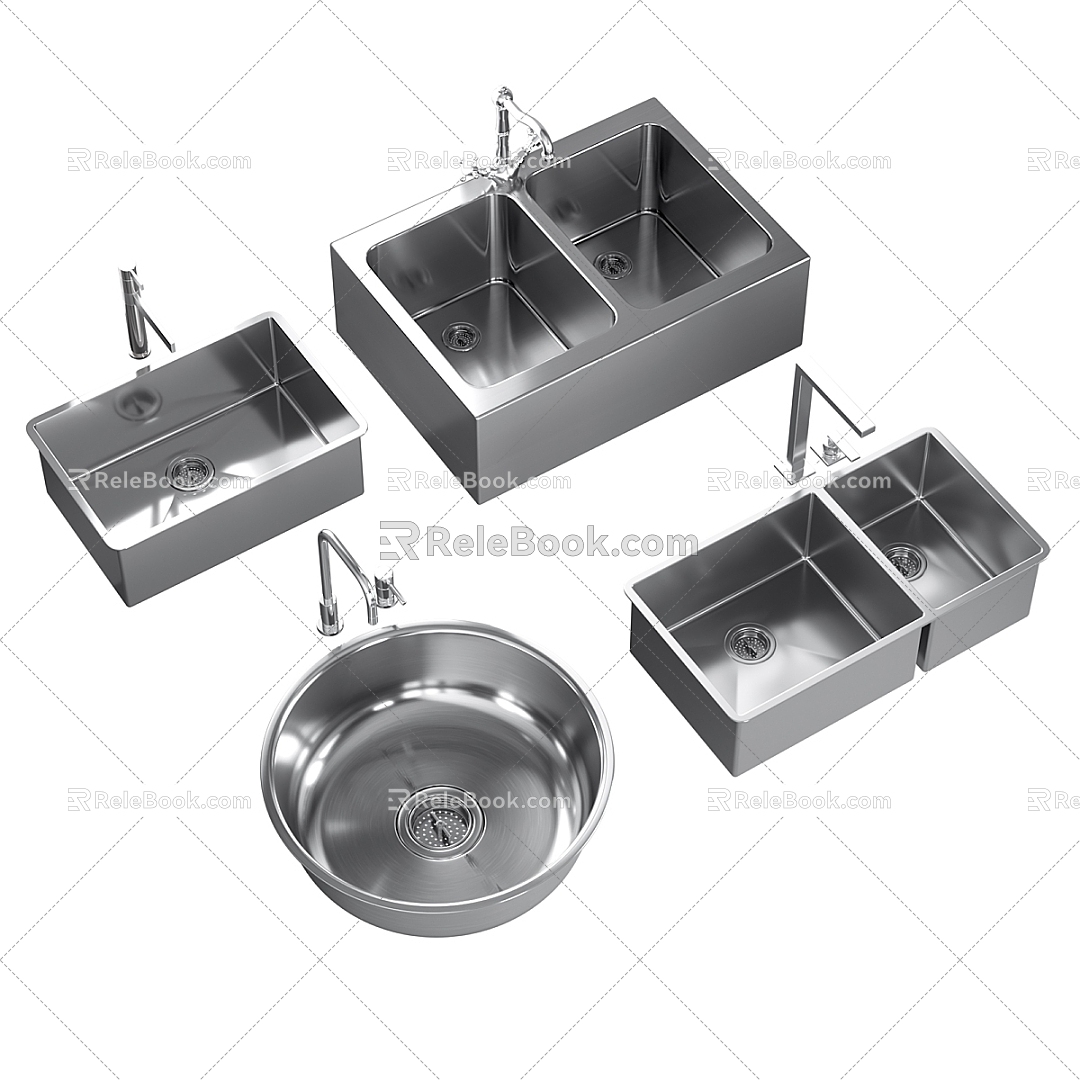 Stainless steel sink 3d model