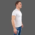 Man Wearing White Polo Shirt And Blue Jeans In Standing Position 3d model