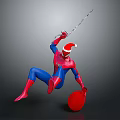 Spider Man Character Wearing Santa Hat Holding Weapon And Red Shield