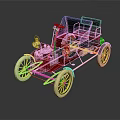 Vintage Red Classic Car with Yellow Wheels and Black Seats