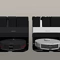 Smart Robotic Vacuum Cleaners With Docking Stations And Black White Design 3d model