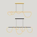 Modern Pendant Lights With Gold And Black Frame And Curved LED Design