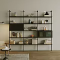 Modern Multi Tiered Shelving Unit With Books Decor Vases And Baskets 3d model