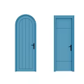 Blue Hinged Doors with Arched and Rectangular Designs for Home Decoration 3d model