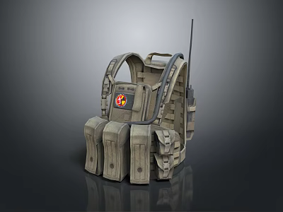 Military Style Tactical Backpack With Multiple Pockets Shoulder Straps And Antenna 3d model