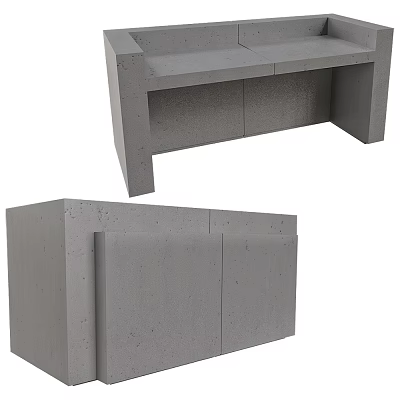 Minimalist Modern Concrete Desk Design Featuring Storage Cabinet And Sleek Structure 3d model