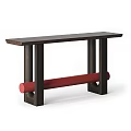 Modern Console Table With Dark Tabletop Legs And Red Cylindrical Support 3d model