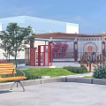 Detailed Aerial Planning of Institutional Complex with Main Building Courtyard Greenery and Parking Areas