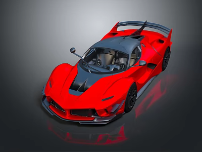 Red Sports Car With Black Roof Rear Spoiler And Streamlined Sporty Design 3d model