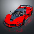 Red Sports Car With Black Roof Rear Spoiler And Streamlined Sporty Design