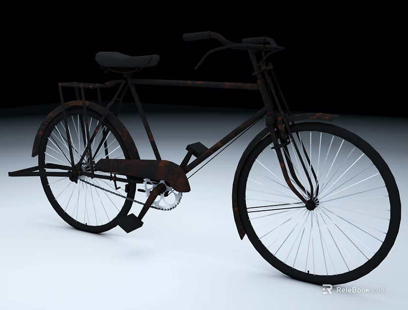 Rustic Vintage Bicycle With Classic Frame Black Seat And Retro Design 3d model 