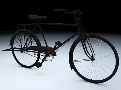 Rustic Vintage Bicycle With Classic Frame Black Seat And Retro Design 3d model