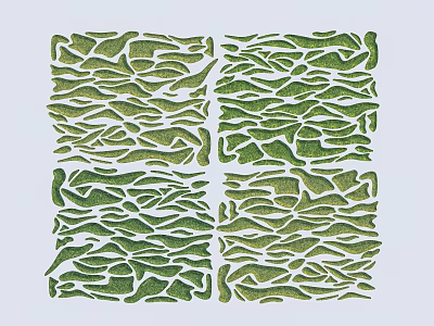 Green Microtopography Design With Varied Patterns And Textures In Four Sections 3d model