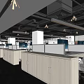 Modern Public Office Space With Open Workstations Ergonomic Chairs And Large Windows 3d model