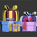 Colorful Gift Boxes With Decorative Ribbons In Various Sizes And Vibrant Colors