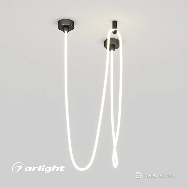 Modern Hanging Chandelier With White Cords And Black Base For Home Decor 3d model 