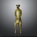 Standing Meerkat Statue with Tan Cream Coloring and Alert Upright Stance on Dark Background